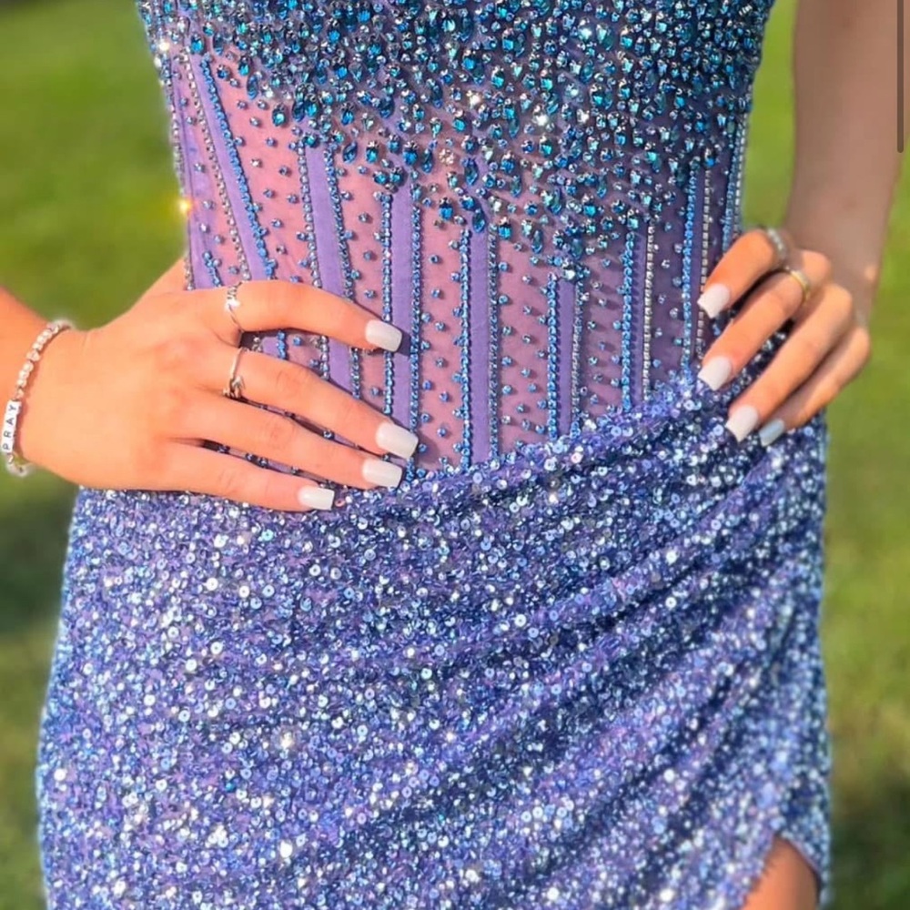 Elegant Blue Sequin Dress